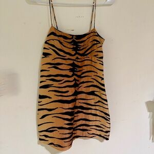 Realisation Par 100% Silk Mini Tiger Print Dress